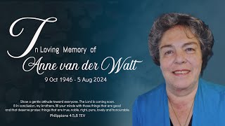 Funeral Service for Anne van der Walt [upl. by Mame]