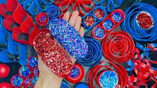 Satisfying ASMR Video 4K Crushing Soap Boxes with Starch amp Foam Clay cracking Red amp Blue Set [upl. by Skipp]