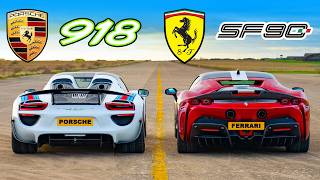 Ferrari SF90 v Porsche 918 Spyder DRAG RACE [upl. by Elyad]