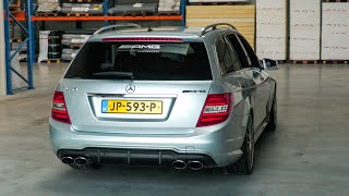 Mercedes C63 AMG 62 with STRAIGHT PIPE Exhaust  LOUD Accelerations And Powerslides [upl. by Serilda433]