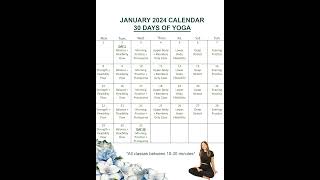 JANUARY 2024 CALENDAR  30 DAYS OF YOGA yoga [upl. by Scopp194]