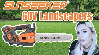 SUNSEEKER 60V commercial landscapers Grass Trimmer amp Brush Cutter Pole Hedger Tophandle Chainsaw [upl. by Aldredge578]