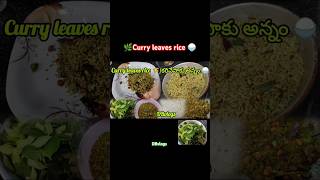 🌿🍚🌾😋Curry leaves rice🍚🌾ytshortsytshortsvideoviralvideo viralshortricerecipericeitemfood [upl. by Emlynn]