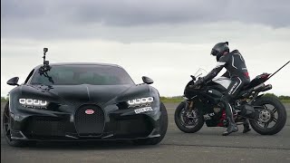 Kawasaki Ninja H2R Vs Bugatti Chiron SuperSport DRAG RACE 22 [upl. by Aiciram]