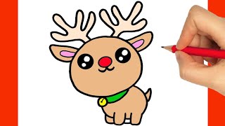 HOW TO DRAW A CHRISTMAS REINDEER  CHRISTMAS DRAWINGS [upl. by Bolanger593]