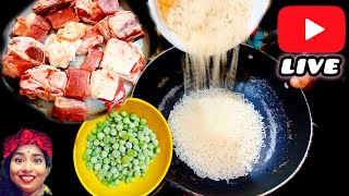 Live Cooking Mutton And Peas Pulao [upl. by Yenahc]