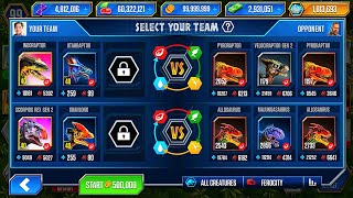 MORE TEETH INDORAPTOR VS SCORPIOS REX GEN 2  JURASSIC WORLD THE GAME [upl. by Irotal810]