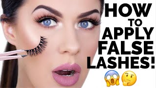 HOW TO APPLY FALSE EYELASHES FOR BEGINNERS  EASY amp FAST [upl. by Jaret]