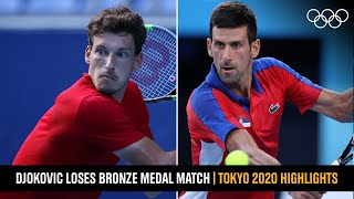 CarrenoBusta beats Djokovic 🎾  Tokyo2020 Highlights [upl. by Burdett221]