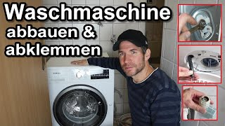 Waschmaschine abbauen amp abklemmen  Aquastop Wasseranschluss abschrauben Anleitung [upl. by Filiano408]