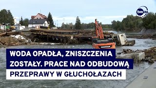 Od 11 dni część miasta jest odcięta Ruszyły prace do postawienia tymczasowego mostu w Głuchołazach [upl. by Ylle139]