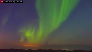 Sep 13 2024 Aurora Borealis Over Iceland in 4K Ultra HD [upl. by Ennovihs448]