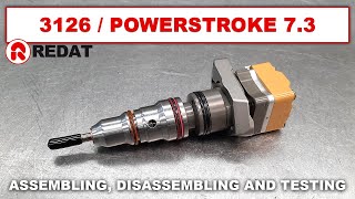 3126  Powerstroke 73 injectors  Assembling disassembling and testing [upl. by Ydarg]