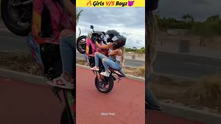 Girls 😂 VS Boys 😈 Bike Stunts 🔥 shorts competition stunts ytshorts ytviral [upl. by Nikolai]