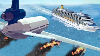 Airplane Crashes Into Big Ship After Engine Exploded  Emergency Landings In Besiege plane crash [upl. by Hallock]