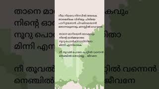 Neela Nilave Song Lyrics RDX Malayalam Movie Song Lyrics  Sam C S Kapil Kapilan shorts [upl. by Eilyk]