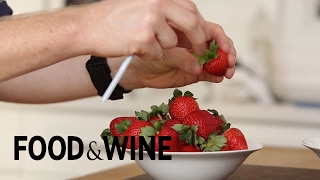 How to Hull Strawberries with a Straw  Mad Genius Tips  Food amp Wine [upl. by Lamphere]