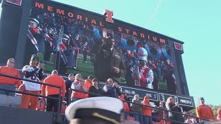 Brigadier General honored at U of I football game [upl. by Ahens]