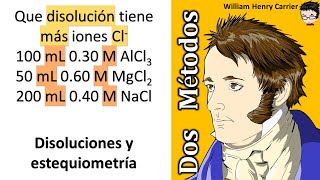 𝐃𝐈𝐒𝐎𝐋𝐔𝐂𝐈𝐎𝐍𝐄𝐒 𝐪𝐮í𝐦𝐢𝐜𝐚𝐬 que disolución tiene mas Cl 100 030 M AlCl3 50 mL 060 M MgCl2 200 mL 040 [upl. by Arenahs]