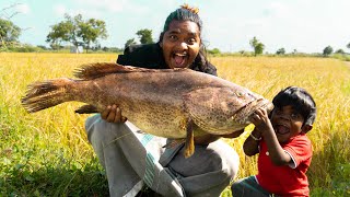 Hamour Fish Grill Cooking With Kutti Puli  Hamour Fish Grill  Mottamaadi Samayal Tamil [upl. by Ahsyekat]