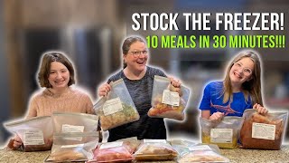 Fast and Delicious Freezer Meals  10 Meals in 30 Minutes [upl. by Ahsakal]