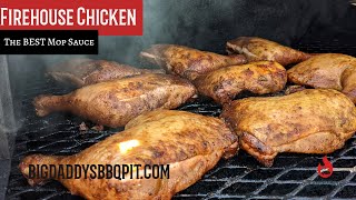 Firehouse Chicken Recipe  Smoked Chicken Quarters with The BEST Mop Sauce [upl. by Anertac393]