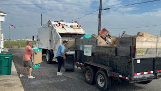 International 4700 Loadmaster Rear Loader Garbage Truck with a Recycling Trailer [upl. by Manny]