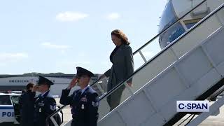 Kamala Harris arrives New York City for campaign fundraising events 9222024 [upl. by Rorie]