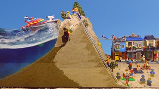 LEGO DAM BREACH EXPERIMENT  LEGO CITY FLOOD  TSUNAMI WAVE MACHINE vs LEGO SETS [upl. by Aneram]