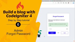 6 Implementing Admin Forgot Password in CodeIgniter 4 [upl. by Ahidam]