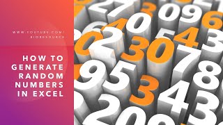 How to generate random numbers in excel for Data Analysis Simulation or for your next project [upl. by Dill]