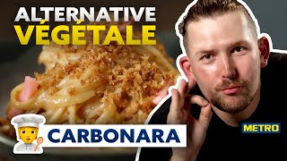 Recette carbonara végétale  comment faire des pâtes carbonara sans pecorino   METRO [upl. by Amalie]