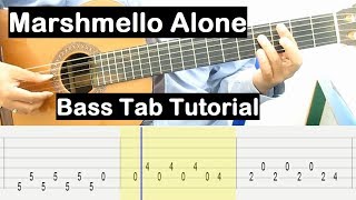 Marshmello Alone Guitar Lesson Bass Tab Tutorial Guitar Lessons for Beginners [upl. by Lyndy]