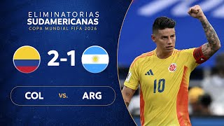 COLOMBIA vs ARGENTINA 21  RESUMEN  ELIMINATORIAS SUDAMERICANAS  FECHA 8 [upl. by Aronael]