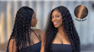 Ahuofe  New single knot preplucked deep wave frontal Wig Install ft Alipearl Hair [upl. by Imray]