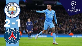 Man City Highlights  City 21 PSG  Manchester City into the last 16 of the Champions League [upl. by Shepperd]