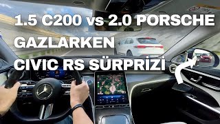 Mercedes C200 4Matic vs Porsche Macan Otoban Gazlamasına Civic Rs Sürprizi [upl. by Elimay]