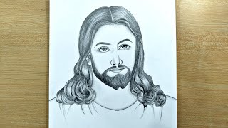 Drawing Lord Jesus  How to draw Lord Jesus  easy pencil sketch [upl. by Doralynne]