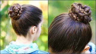 Quick amp Easy BRAIDED BUN for School ★ 2 minute hairstyle ★ Step by Step Tutorial [upl. by Adalbert411]