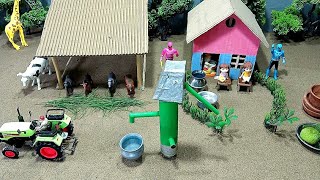 cow video how to make cow shed  house of animals video mini village making  25 [upl. by Gairc]