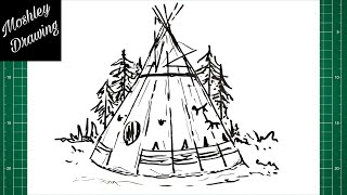 How to Draw a Native American Teepee [upl. by Cockburn]