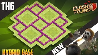 LATEST Town Hall 6 TH6 HYBRID Base Design 2018 COC Best Th6 Hybrid Base Layout  Clash of Clans [upl. by Duax162]