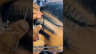 needle and Yarn cornrows with braided cornrow extensions on short natural hair viral hairtutorial [upl. by Zia]