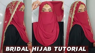 Bridal Hijab Tutorial  Hijab With Niqab  Hijab Style For Bridal Full Coverage 2024❤ [upl. by Anirdnaxela]