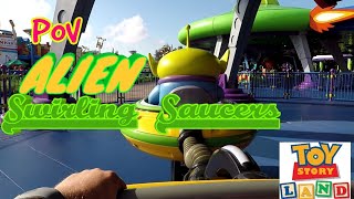 ALIEN Swirling Saucers POV  TOY Story Land [upl. by Ardnovahs]