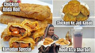 Street Style Ramadan Special Recipe  Chicken Anda Roll  Chicken Ke Jali Kabab  Rooh Afza Sharbat [upl. by Eeliab500]