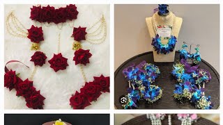 Artificial flower jewellery for haldi  Haldi ceremony jewellery set  Flower jewellery design [upl. by Jerome]