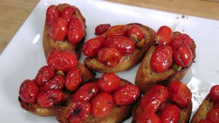 Roasted Cherry Tomato Bruschetta  Recipe by Laura Vitale  Laura in the Kitchen Ep181 [upl. by Cad621]