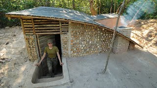 Creative Building Underground Private Bushcraft Shelter For Survival In the root of Plastic [upl. by Duomham]