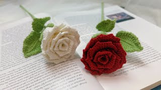 How to Crochet a Rose  Crochet Flowers  Beginner Friendly Crochet Rose Tutorial  Flower Bouquet [upl. by Nairadal]